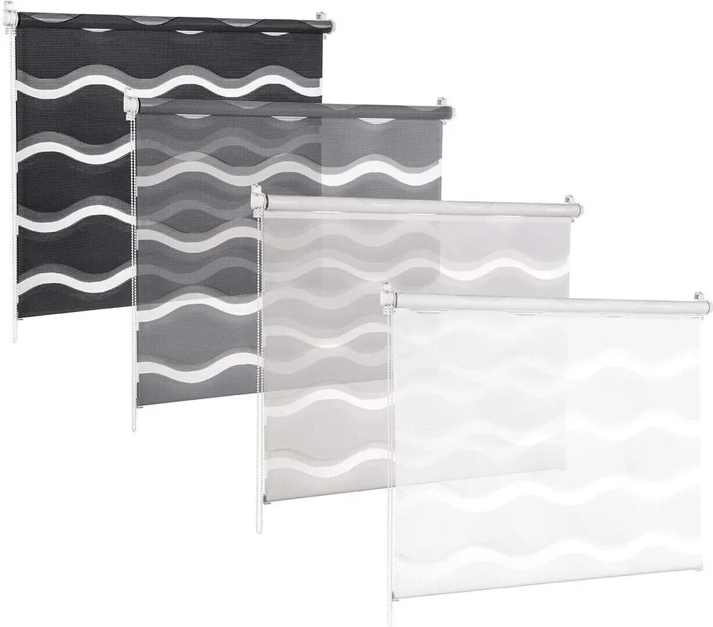 Store double WELLE blanc 105x200 cm - Solution anti-vis-à-vis effet 3D