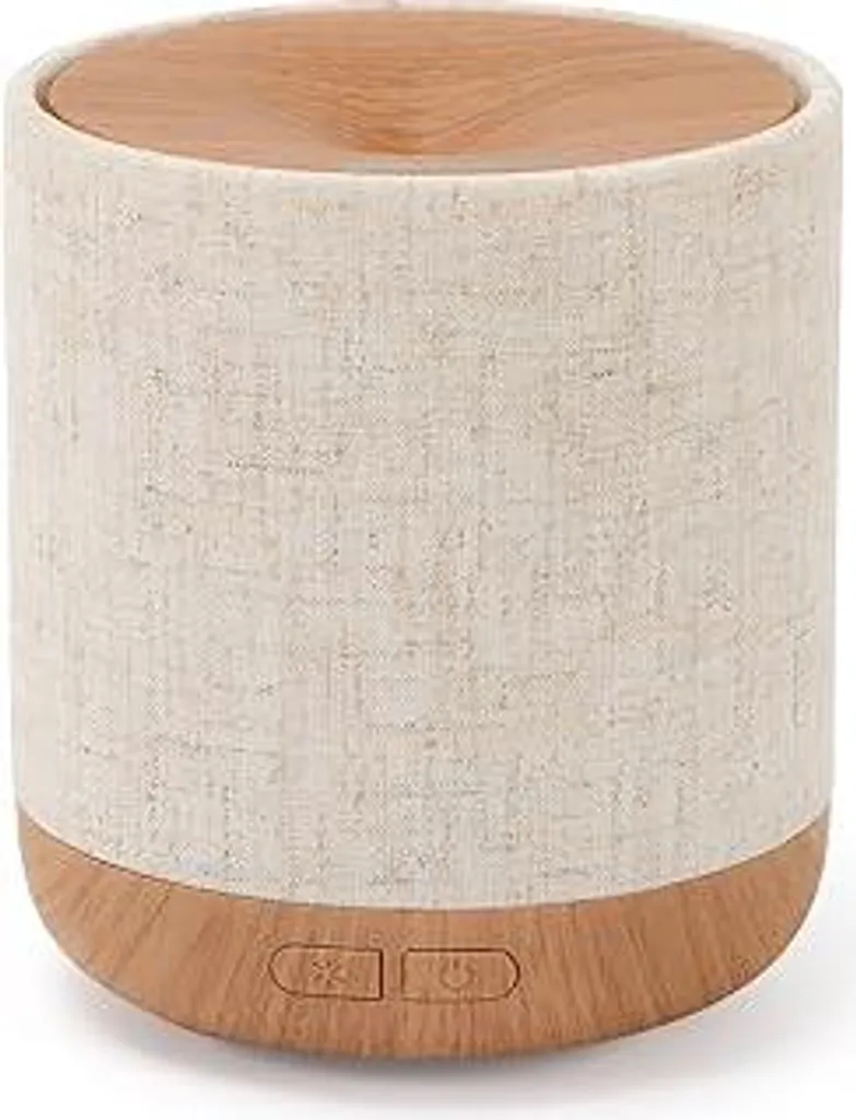 Diffusore per oli essenziali, 200 ml, con rivestimento in tessuto e lampada notturna, diffusore di aromi a ultrasuoni, umidificatore con luci, decorazione per interni, piccolo umidificatore per camera da letto, regalo