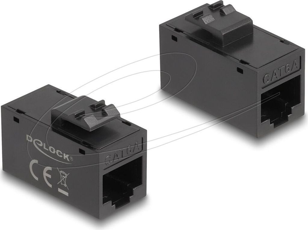 DELOCK Keystone Modul RJ45 BU/RJ45 BU Cat.6A UTP schwarz Produktbild 