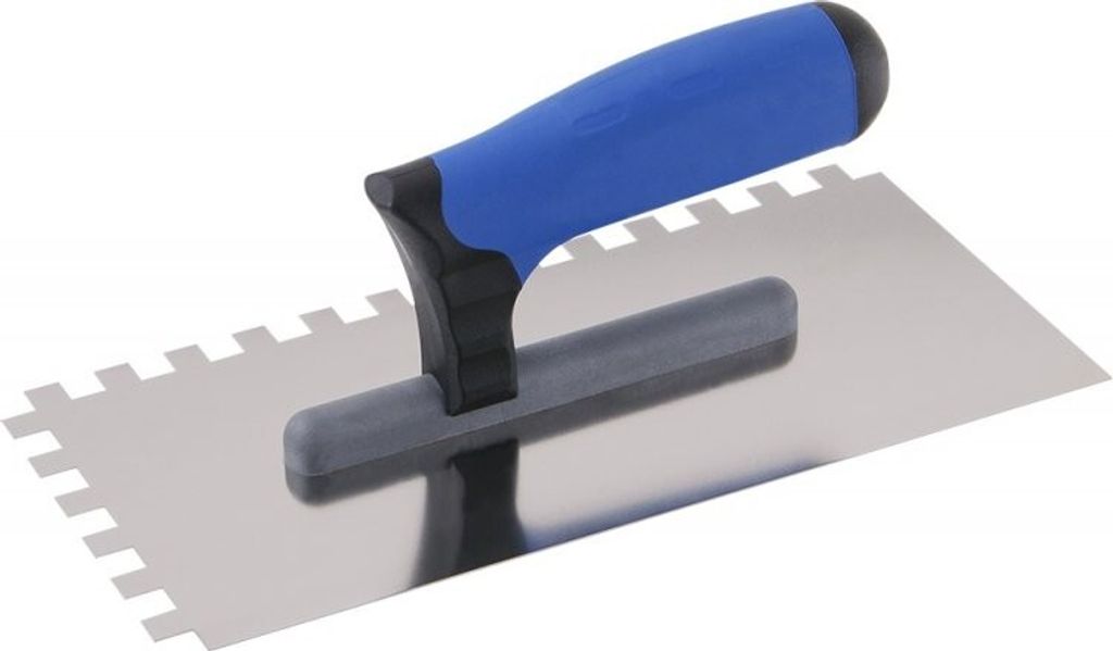 Kubala Stainless steel trowel 130x270 with plastic 2 component handgrip G-11, notch 10*10