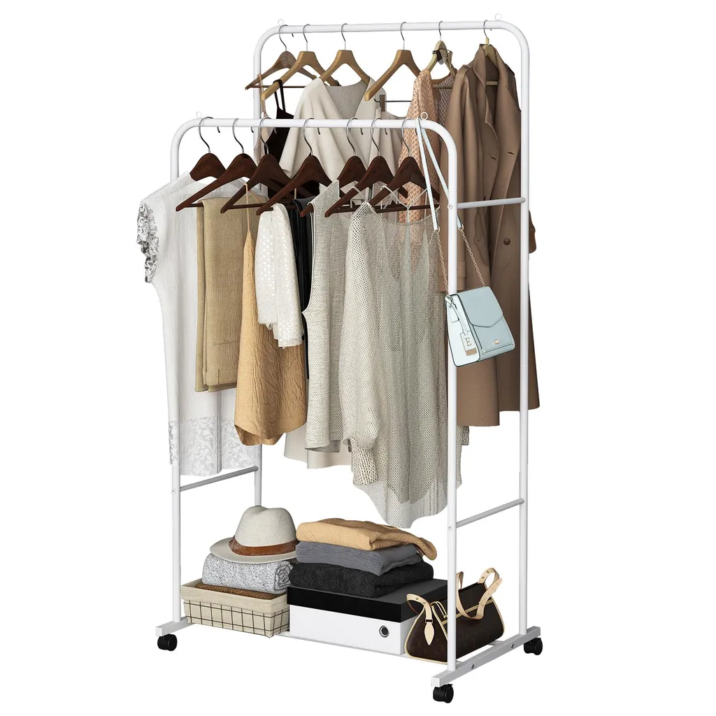 Appendiabiti FATIVO Professionale 45kg: Metallo con Ruote Bianco