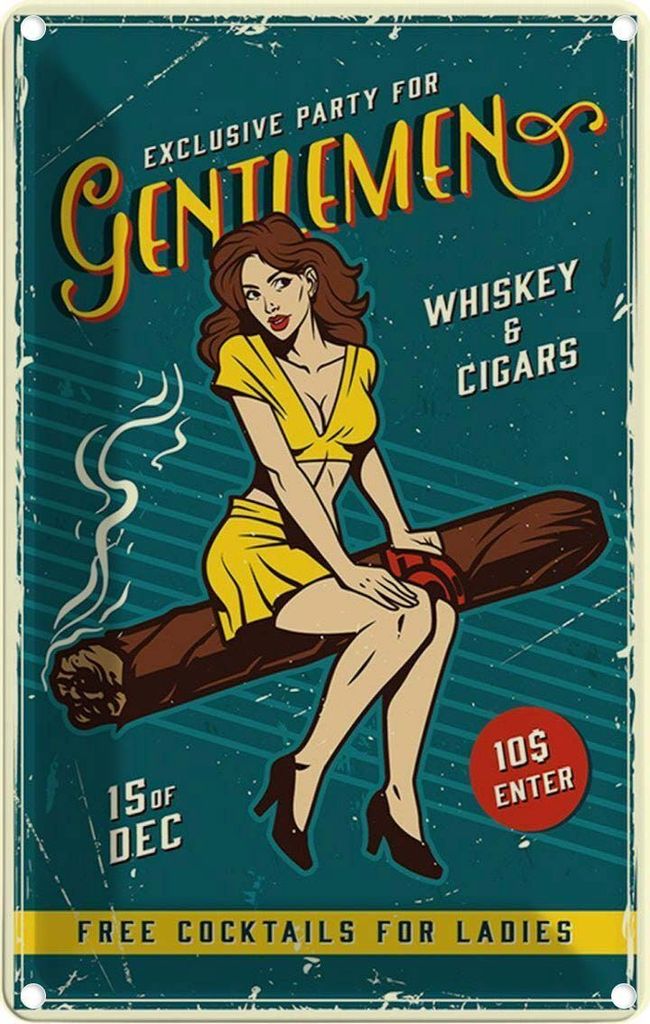 vianmo Blechschild 18x12 cm Pinup exclusive party gentlemen Produktbild 