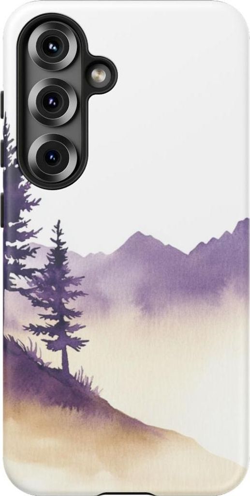 Aquarell-Landschaft mit lila Bäumen – Hülle Kompatibel mit Galaxy S25