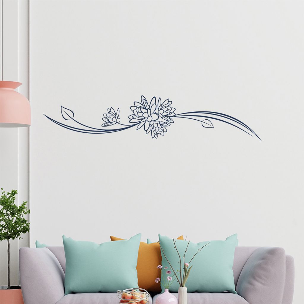 Blume - Linien Wandtattoo in 6 Größen - Wandaufkleber Wall Sticker - Dekoration, Küche, Wohnzimmer, Schlafzimmer, Badezimmer