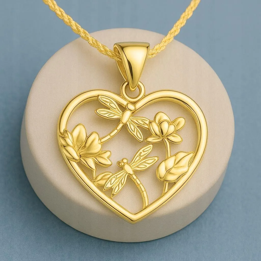 FUNEIA Collana Donna Oro 14K – Girocollo Con Ciondoli Cuore Farfalla Zirconia, Ipoallergenica E Impermeabile