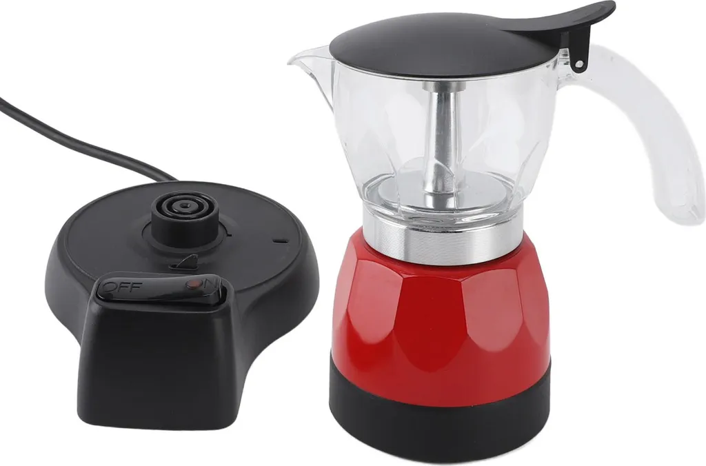 Elektrische Kaffeemaschine 150ml 3 Tassen Aluminium Mokka Kanne Elektrische Italienische Kaffeemaschine Perkolator für Zuhause Rot
