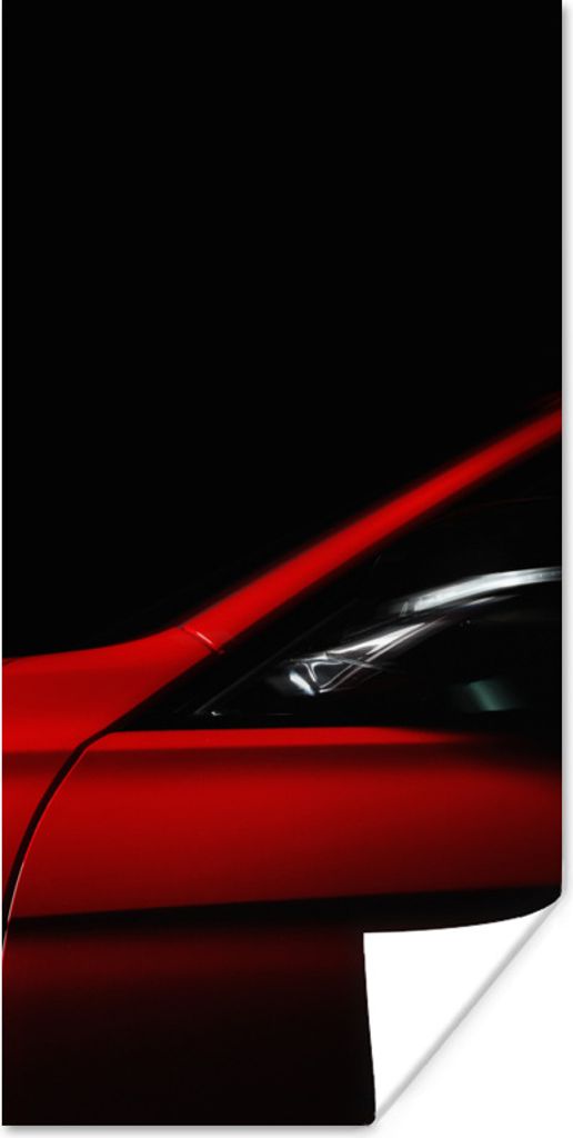 MuchoWow Poster Roter Sportwagen 40x80 cm - Dekoration