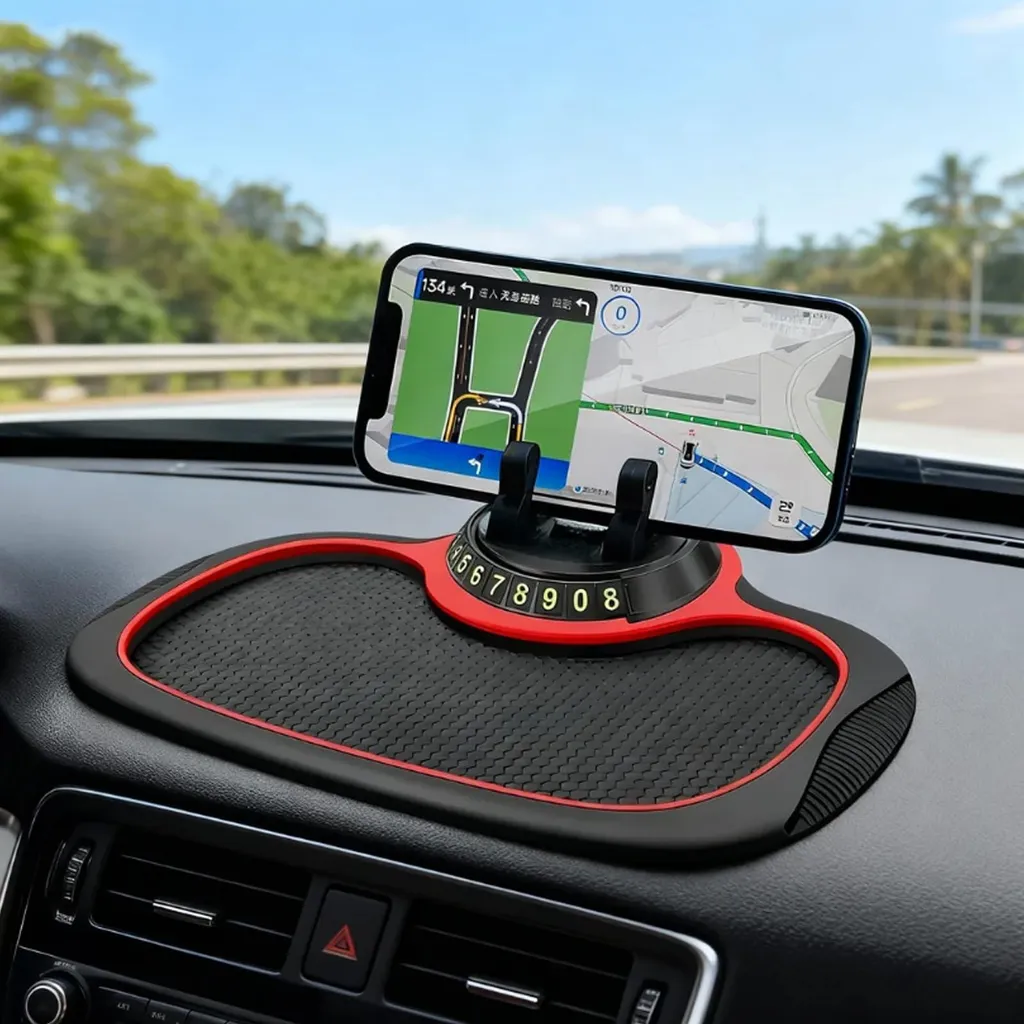 Support Téléphone Tableau de Bord Antidérapant Pivotant à 360° Noir