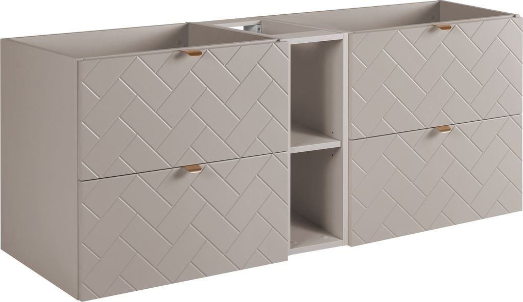 Badezimmerschrank, Kaschmir mit goldener Griff, 140 x 57 x 46 cm