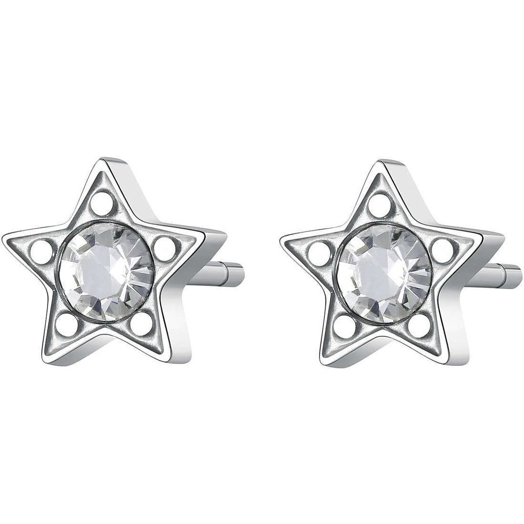 Elegant steel earrings with clear crystals CLICK SCK46