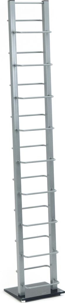 DESIGN CD STÄNDER "TOWER" | 138 cm, Metall | für 126 CDs | Farbe: silber