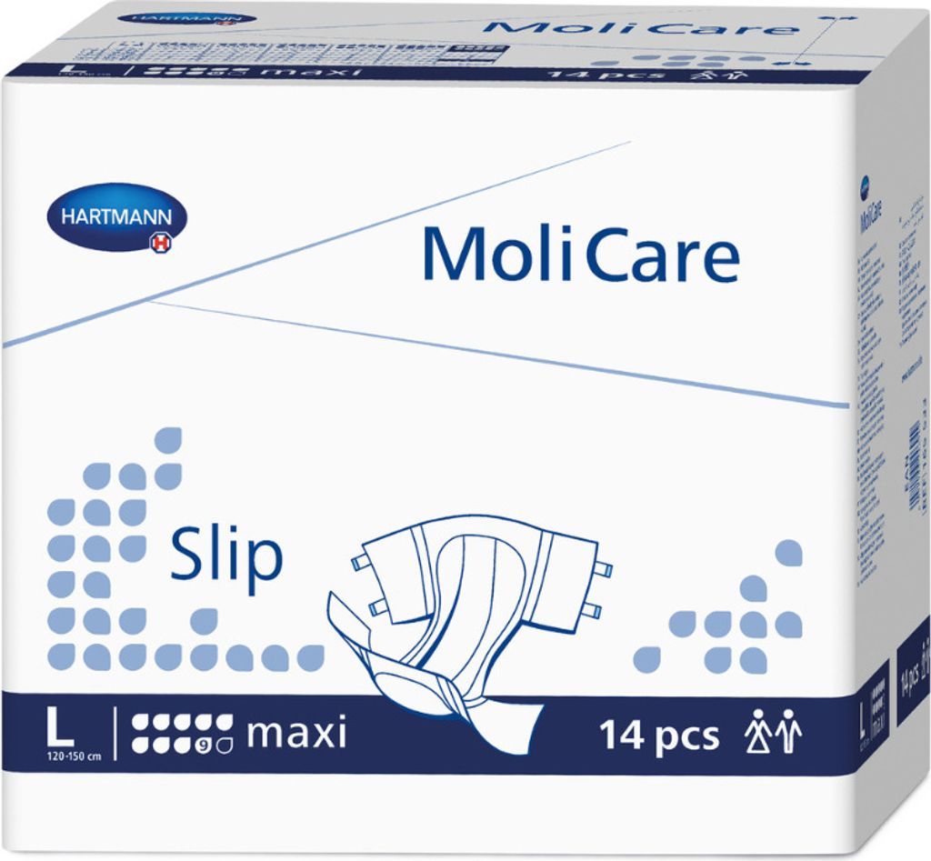 A product box for Molicare Slip maxi incontinence products.