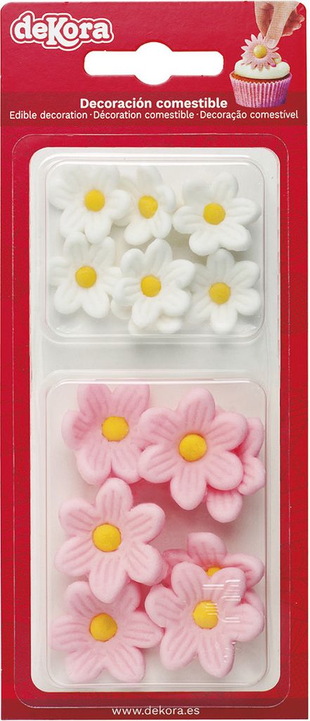 Curková dekorace 7 bílých a růžových kopretin Obrázek produktu 