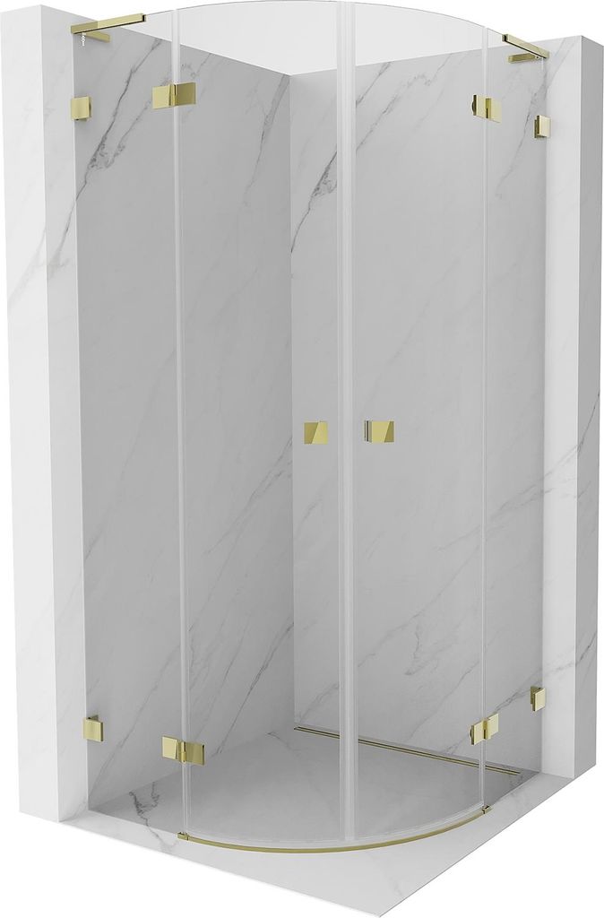Mexen Lunar L halbrunde Duschkabine schwenkbar 100 x 100 cm, transparent, gold - 833L-100L-100P-50-00