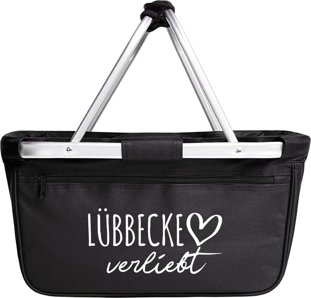 Huuraa Einkaufskorb Lübbecke verliebt 20 Liter Black faltbarer Tragekorb Geschenkidee