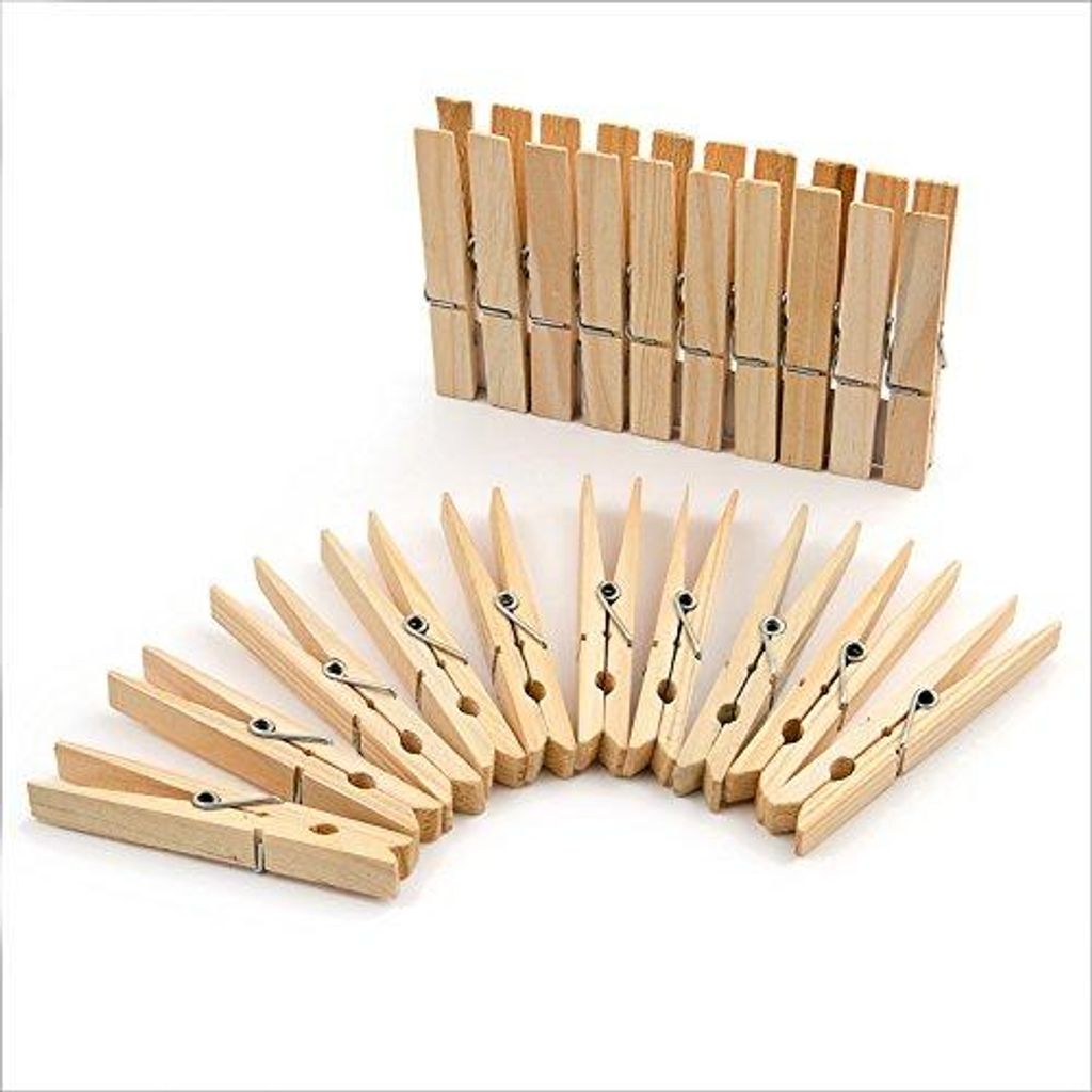 24 Wäscheklammern braun natur aus Holz Holzklammern 7 x 1 cm Deko