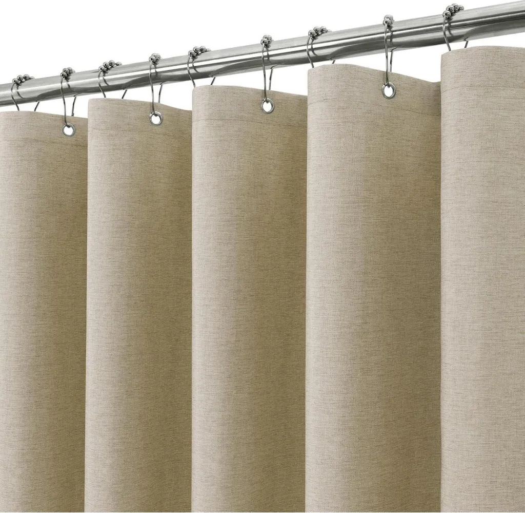 Tenda Doccia Design Effetto Lino Impermeabile 182x214 Taupe Premium