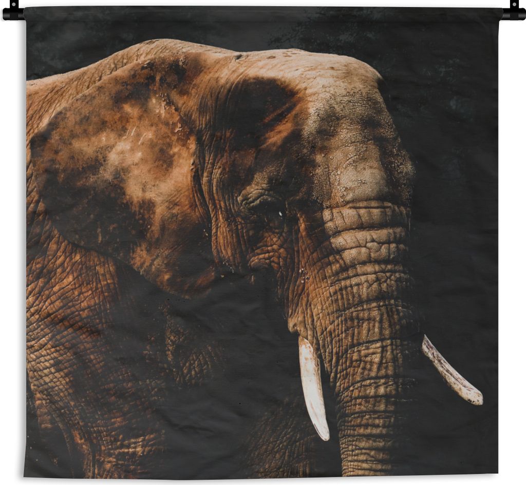 MuchoWow Wandteppich Wandbehang Elefant - Tiere - Braun 150x150 cm Tapisserie Dekoration Wandtuch - Wohnaccessoires - Modernes
