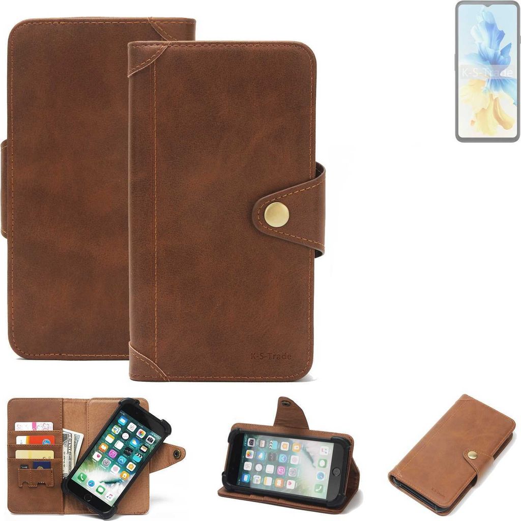 K-S-Trade Handyhülle kompatibel mit Cubot Note 40 Schutz Hülle Walletcase Bookstyle Tasche Case Handytasche Wallet Flipcase Cover PolyurethanBrau...