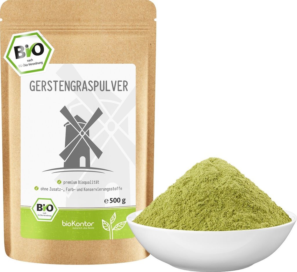 Gerstengraspulver 500 g | gemahlenes Gerstengras I 100 % naturrein ohne Zusätze | bioKontor
