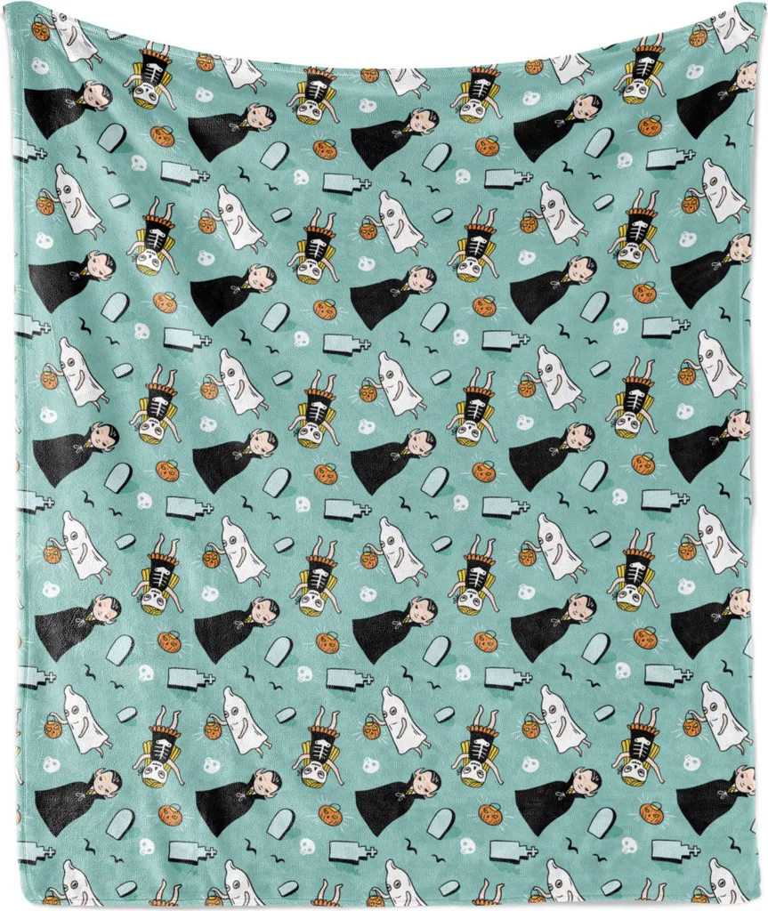 Coperta Halloween ABAKUHAUS Fantasma 125x175cm - Plaid Flanella per Bambini