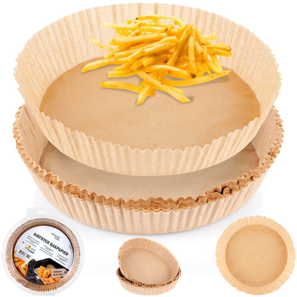 Fritteusen-Einlagen Einweg-Backpapier Einwegpapier für Fritteusen Air Fryer aus Papier 20 cm 50 Stk.