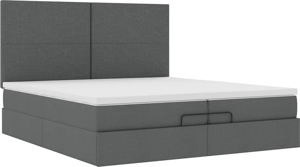 Ottoman-Bett mit Matratzen Dunkelgrau 200x200 cm Stoff