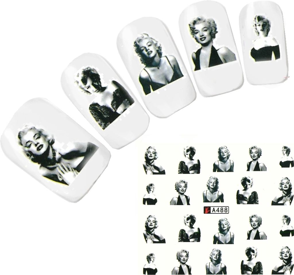 Tattoo Nail Art Marilyn Monroe Bild Weltstars der 1950 er Nagel Sticker