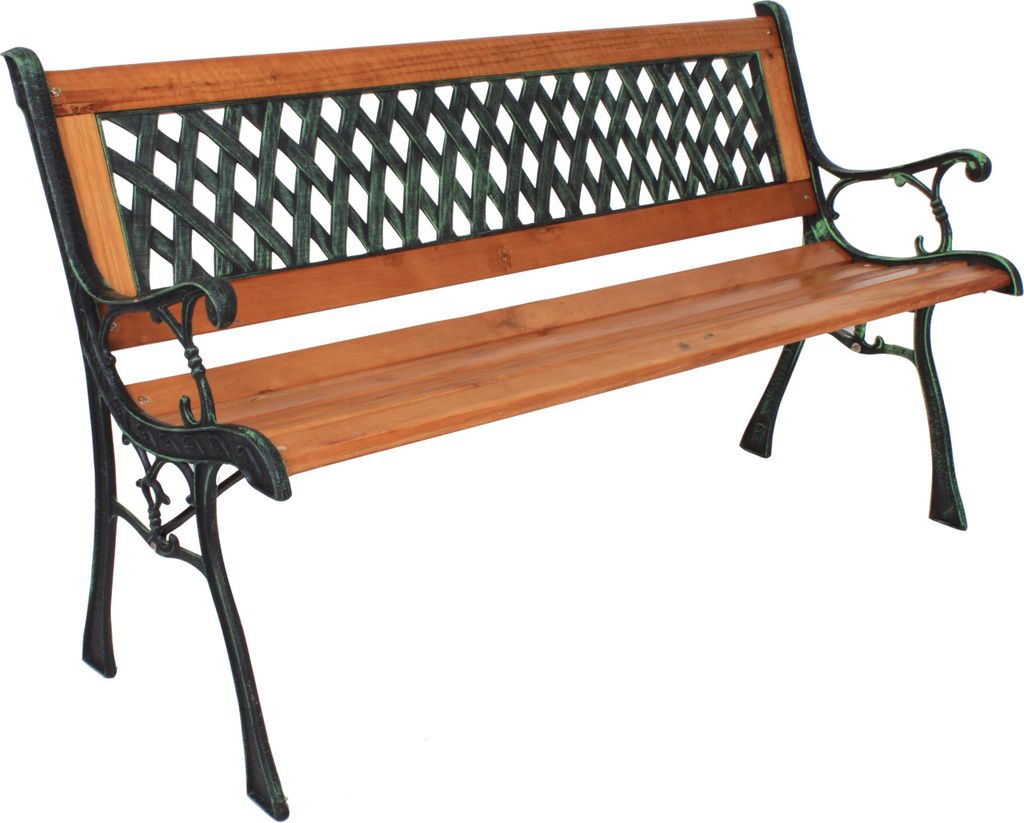 Parkbank RUNE - 125cm Breit, Tanne, Grün | Gartenbank Wetterfest Terrassenbank Sitzbank Outdoor