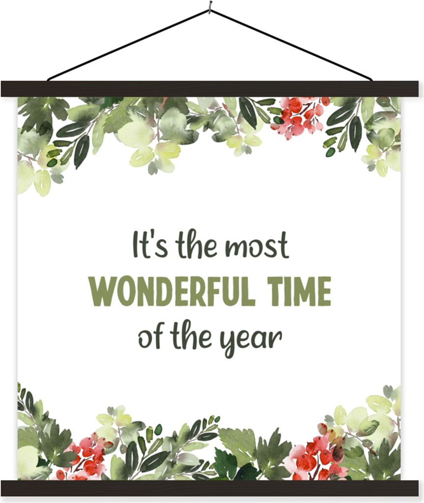 MuchoWow Textilposter Weihnachten - Zitat - Aquarell 60x60 cm mit schwarzem Rahmen - Posteraufhänger