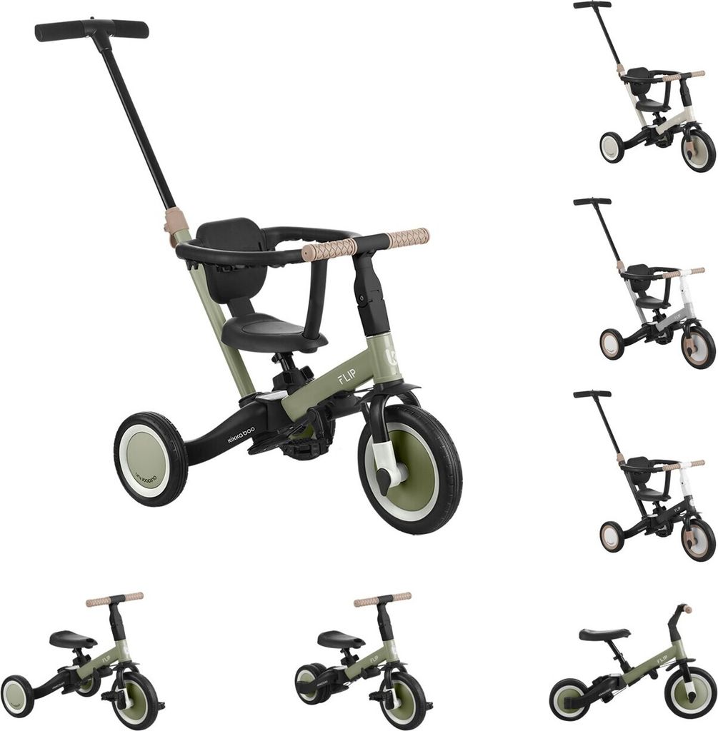 Kikkaboo Dreirad Flip 5in1, 18m+, bis 25 kg, Armeegrün