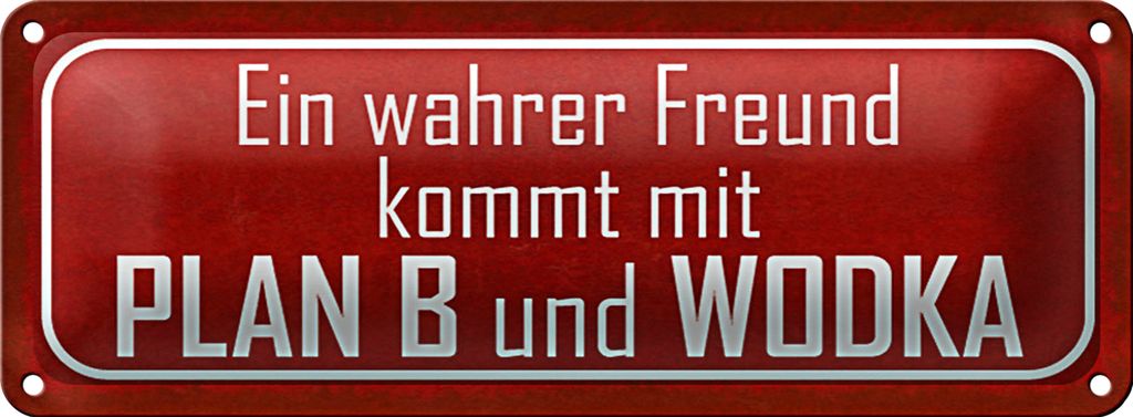 Blechschild Spruch 27x10cm wahrer Freund kommt mit Plan B Dekoration