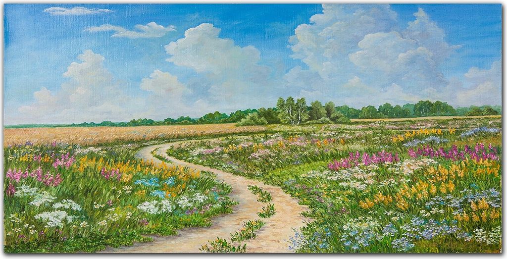 Coloray Bild aus Glas 140x70 glasblock mit bild gehärtetes Glas wohnzimmer Dekoration wanddekoration Küche - Baum Blumen Himmel