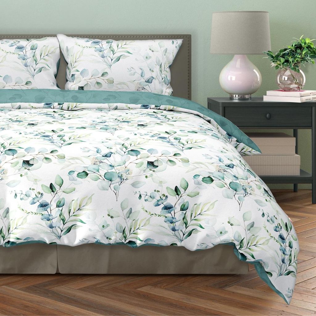 Bettwäsche 140x200 cm + 70x90 cm 100% Baumwollsatin Bettgarnitur Bettbezug (Milagro Verde 006)