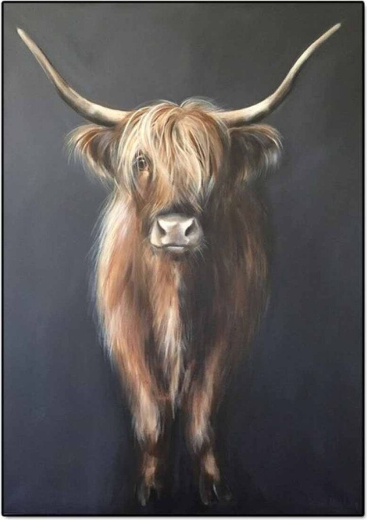 TPFLiving Kunstdruck LW-705 (OHNE RAHMEN) Poster - Leinwand - Wandbild - Hochauflösender Giclée-Druck, langlebig und hochwertig - Brauner Highlan...