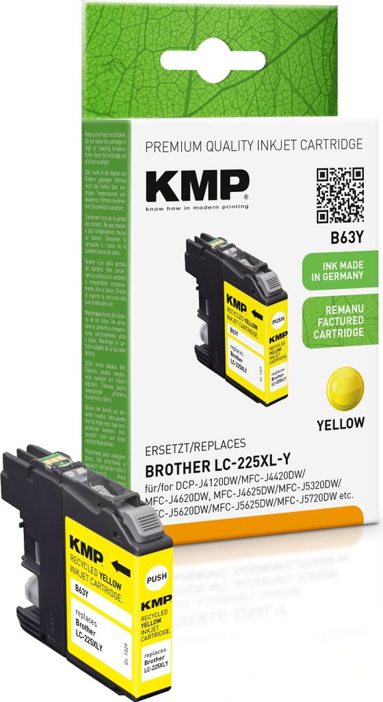 KMP Patrone Brother LC-225XLY 1200 S. yellow remanufactured