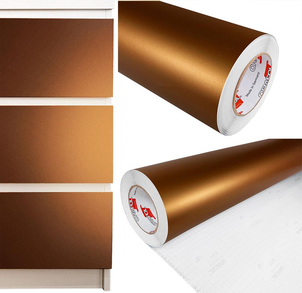 DecoMeister Möbelfolie selbstklebend 100x450 cm - Kupfer Matt - Einfarbig Klebefolie für Möbel - Klebefolie Möbel für einfache Anwendung, idea...