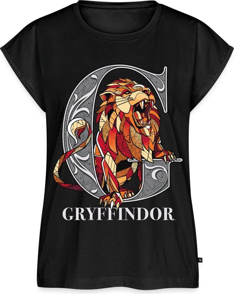 Spreadshirt Harry Potter Gryffindor Gold monochrom Frauen Casual T-Shirt, XL, Schwarz