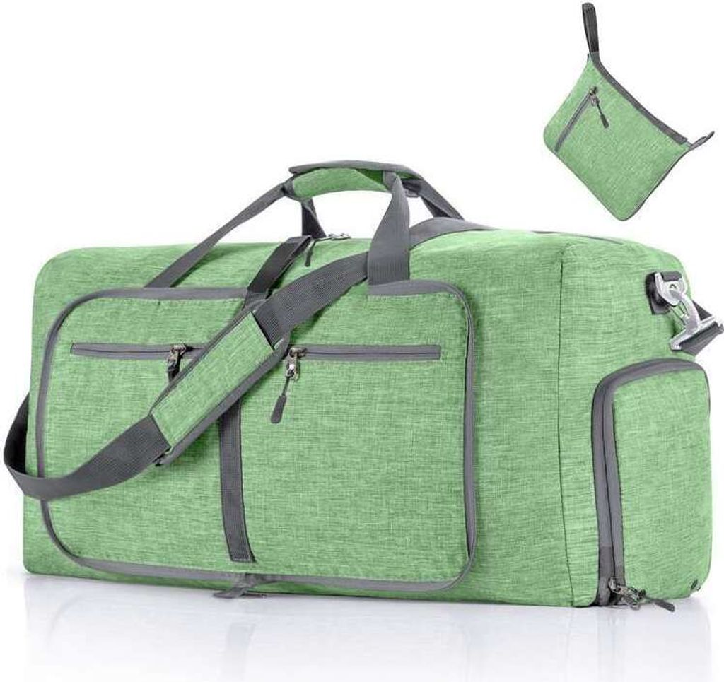 Zusammenklappbare Hand-Reisetasche, Uni Sporttasche Fitness-Reisetasche, 65L Großer Kapazität Reisetaschen, Farbe: Hellgrün