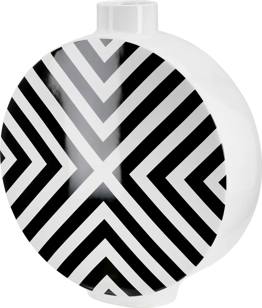 Vase Moderne Chevron Gilde pour Décoration Intérieure Chic Noir 28cm