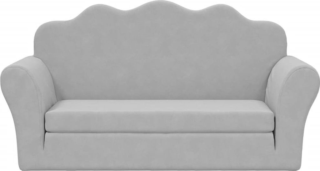 Cloris DesignMöbel Kindersofas - Grau Kinder-Schlafsofa 2-Sitzer Hellgrau Weicher Plüsch Schlichtes6916668