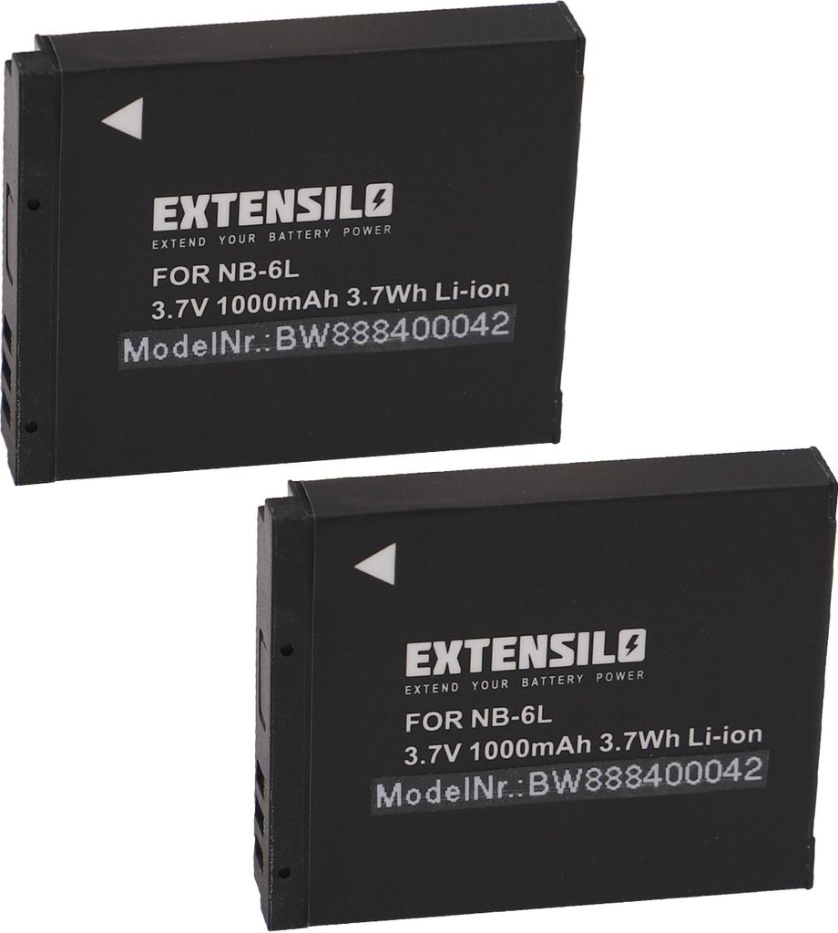 EXTENSILO 2x Akku kompatibel mit Canon PowerShot SX510 HS, SX530 HS, SX600 HS, SX610 HS, SX700 HS, SX520 HS, SX710 HS Kamera (1000 mAh, 3,7 V, Li-Ion)