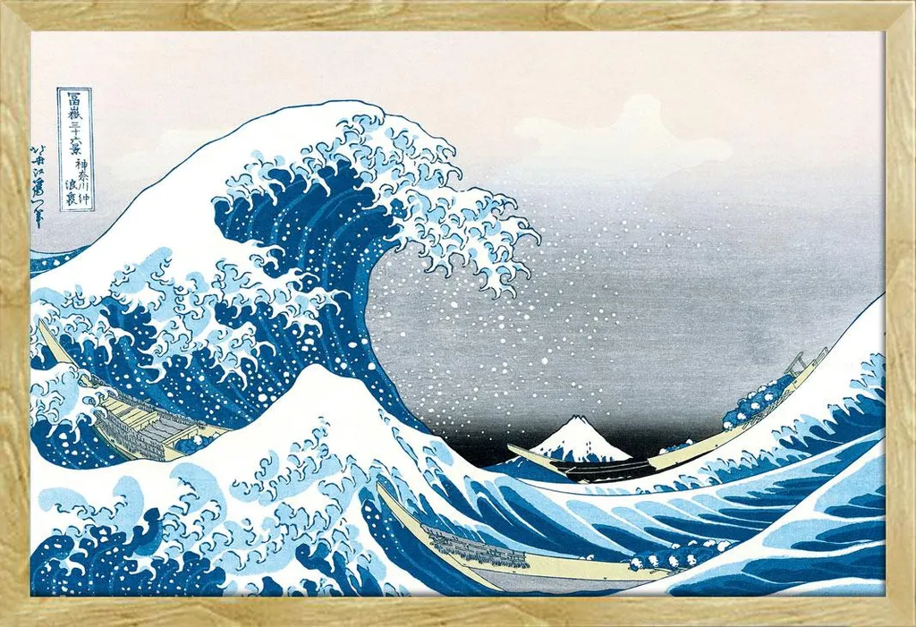 Hokusai Grande Onda Poster Incorniciato Shinsuke Faggio 91,5x61 cm