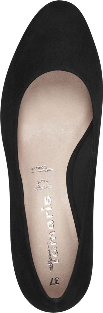 Tamaris Damen Pumps Leder Keilabsatz Bastoptik 1-22303-42, Größe:38 EU, Farbe:Schwarz
