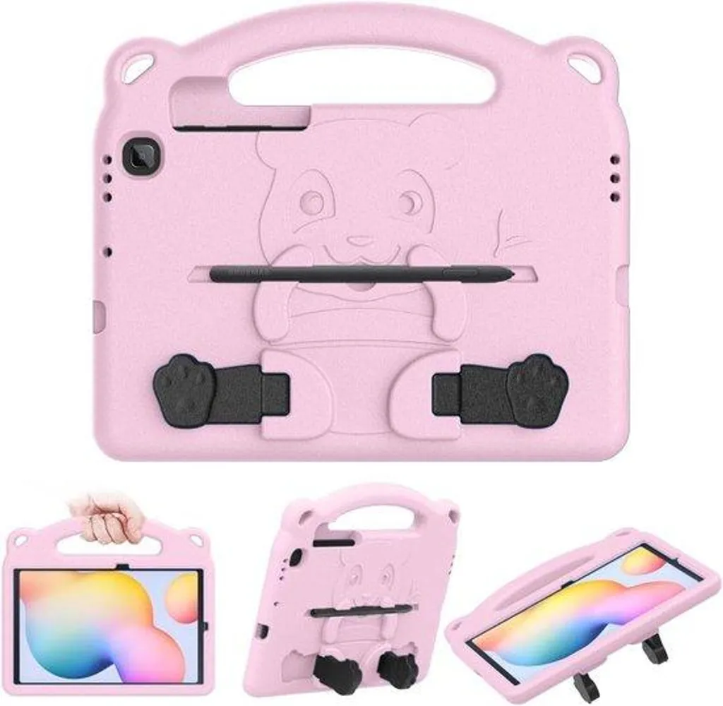 Housse antichoc pour tablette rose en mousse EVA avec pied ours