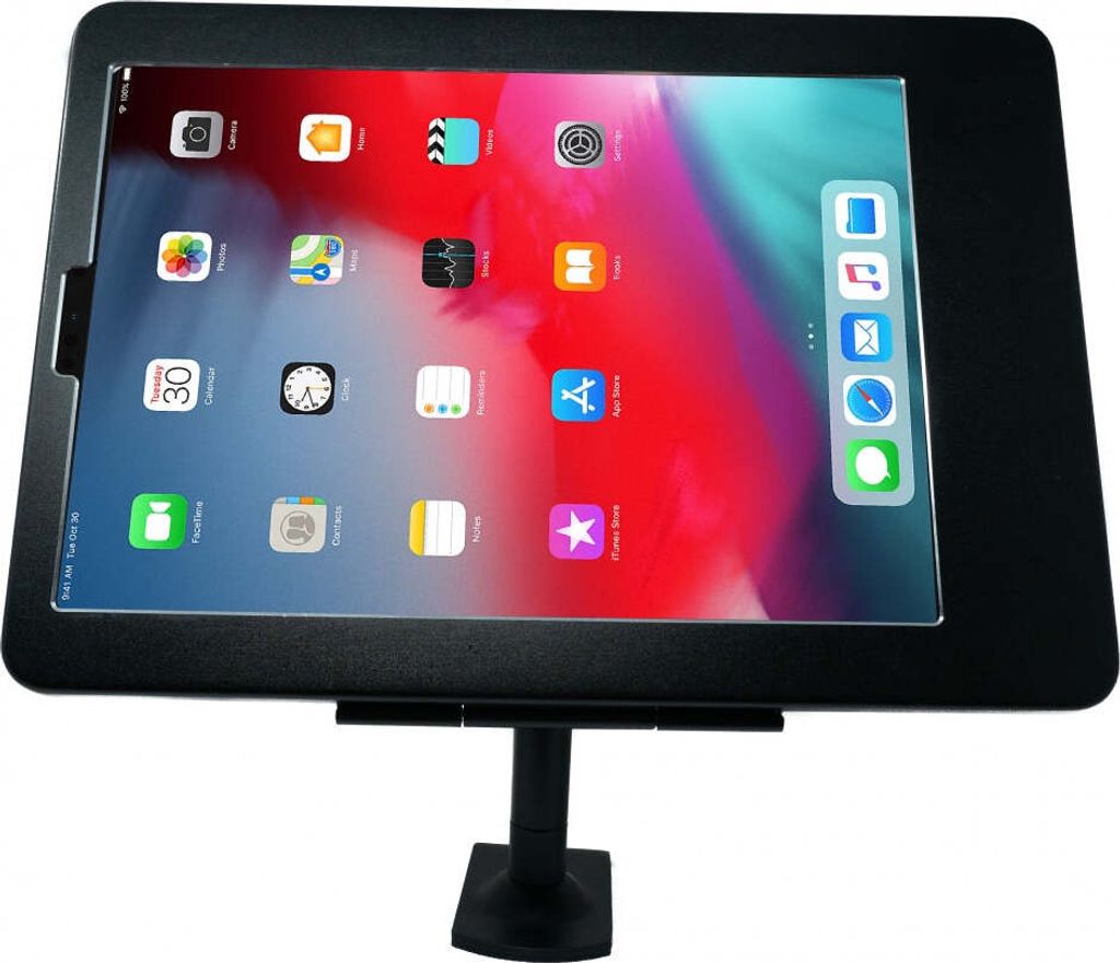 SYSTEM-S Stangen Halterung mit Schloss Befestigung aus Metall in Schwarz für iPad Pro 11"