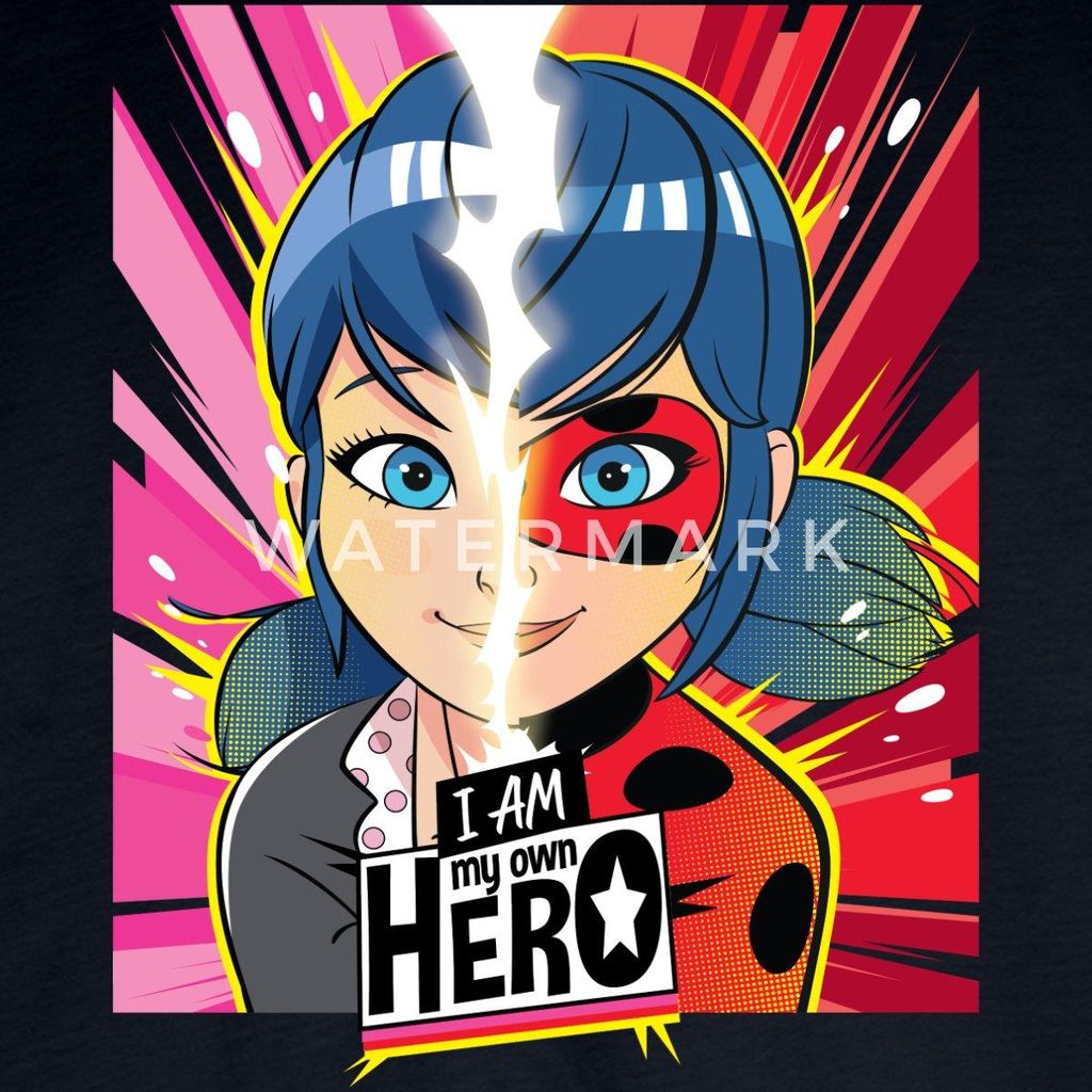Spreadshirt Miraculous I Am My Own Hero Ladybug Marinette Kinder Premium Langarmshirt, 134/140 (8 Jahre), Navy