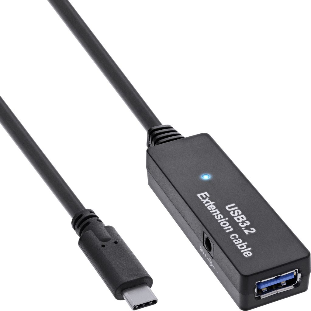 InLine USB 3.2 Gen.1 Aktiv-Verlängerung, USB-C Stecker an USB-A Buchse, 5m