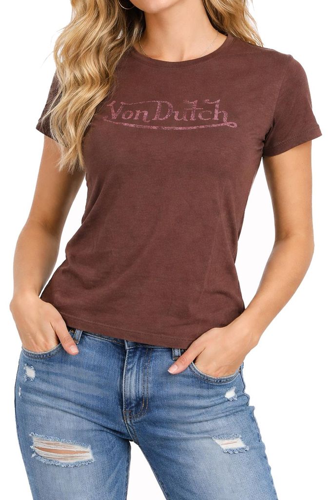 Von Dutch Damen T-Shirt aus 100% Baumwolle mit Logoprint