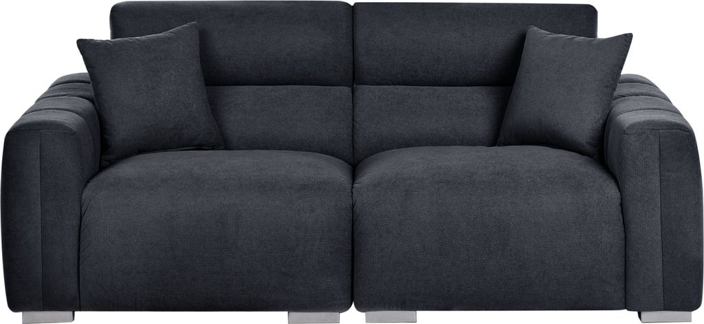 BELIANI 3-Sitzer Sofa Schwarz Stoffbezug Gesteppt Wasserabweisend mit 2 Dekokissen Breite Armlehnen Modern Wohnzimmer Modulsofa Wolkensofa